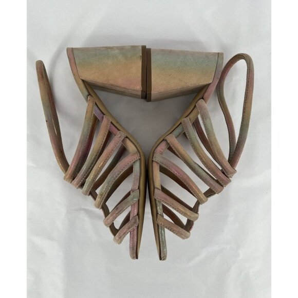 Free People Colette Cinched Heel Size 38.5 US 8 Rainbow Metallic Iridescent - Picture 5 of 11